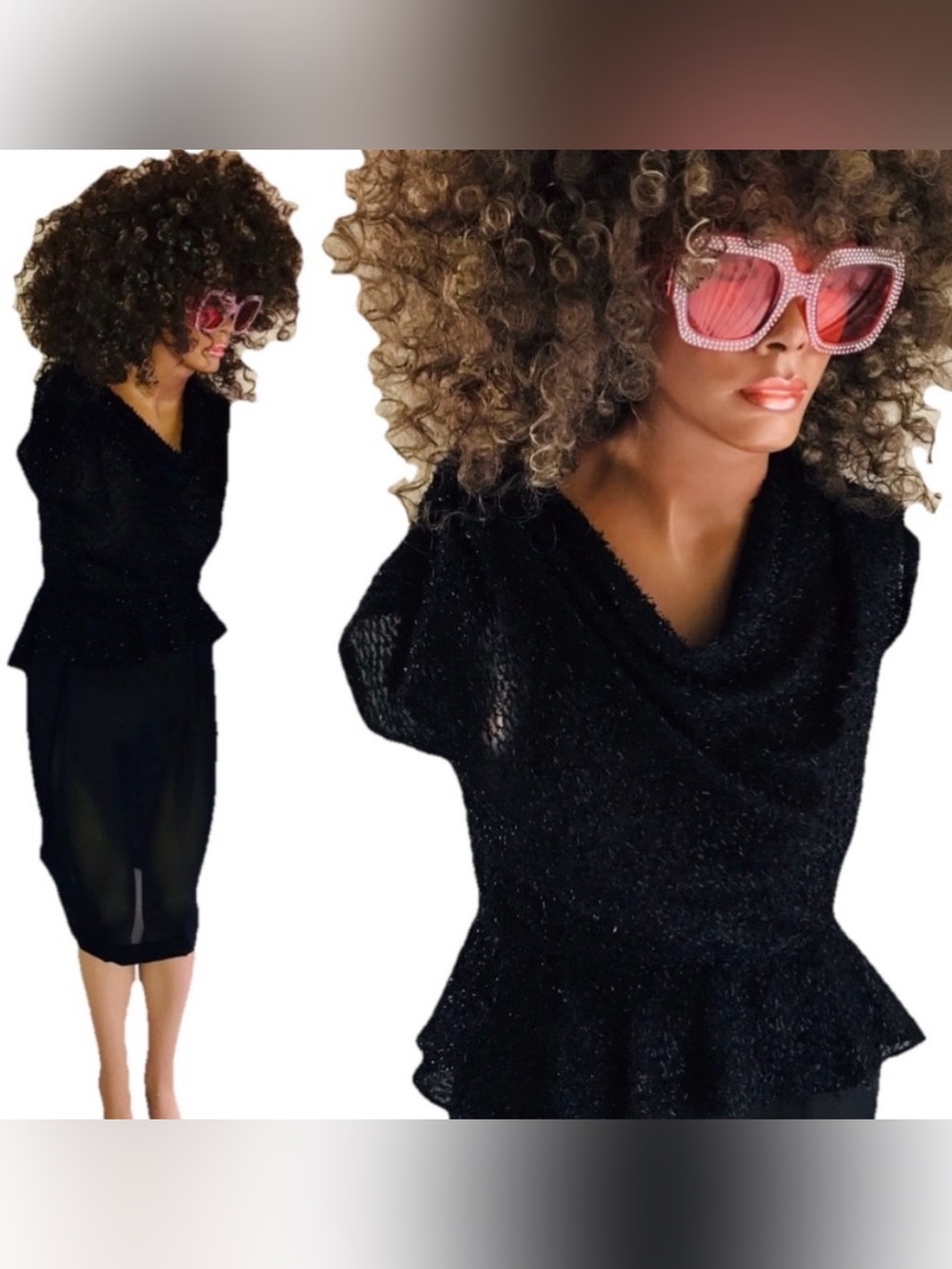 Vintage 40’s via the 70’s Peplum Cowlneck DRESS M